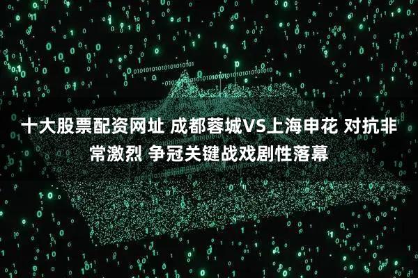 十大股票配资网址 成都蓉城VS上海申花 对抗非常激烈 争冠关键战戏剧性落幕